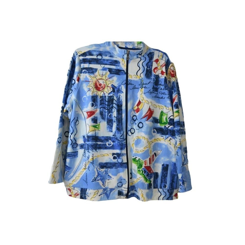 Alia Women's‎ Multicolor Sailor Print Jacket Size XL/TG Long Sleeve